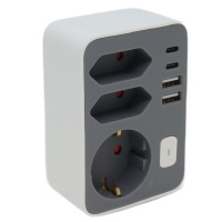 Stekkeradapter multi +USB +USB-C