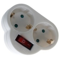 Stekkeradapter 2-voudig met schakelaar wit