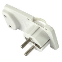 Randaarde stekker haaks plat wit