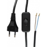 Eurosnoer 2x0,75qmm met schakelaar zwart 2m