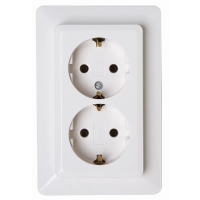 Inbouw stopcontact met randaarde dubbel wit