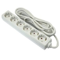 Stekkerdoos 6 voudig 3mtr snoer wit