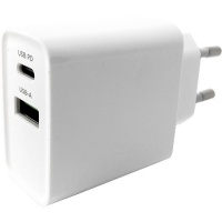 USB + USB-C snellader 20W wit