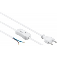 Eurosnoer met schakelaar wit 2m