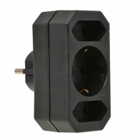 Verdeelstekker 2x euro + 1x RA zwart