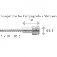Rem/koppelingsbinnenkabel 2m peernippel
