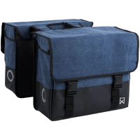  Dubbele Canvas fietstas Plus 67L - Blauw / Matzwart 