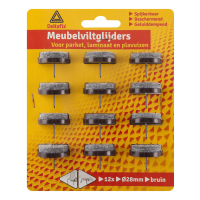 Deltafix meubelviltglijders spijker bruin Ø28mm 12 stuks