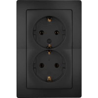 Inbouw stopcontact met randaarde dubbel zwart 
