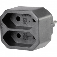 Euro verdeelstekker 2voudig zwart