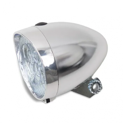 Retro Koplamp fiets 3-Led chroom Foto van Retro Koplamp fiets 3-Led chroom