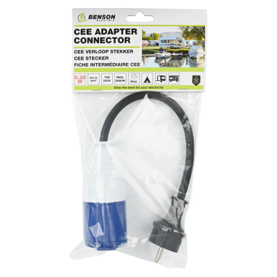 CEE verloopsnoer 20cm stekker naar CEE contra CEE verloopsnoer 20cm stekker naar CEE contra