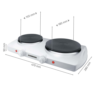 Elektrische Kookplaat 2 kookzones 2300W