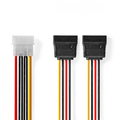 Interne Voedingskabel Molex naar 2x Sata 0.15mtr Foto van Interne Voedingskabel Molex naar 2x Sata 0.15mtr