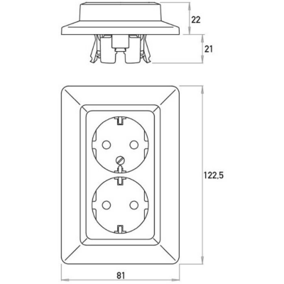 Inbouw stopcontact met randaarde dubbel wit