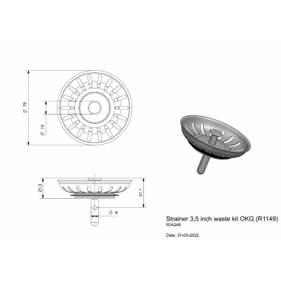 R1149 Afvoerzeef Zeefje D=7,8cm R1149 Afvoerzeef Zeefje D=7,8cm