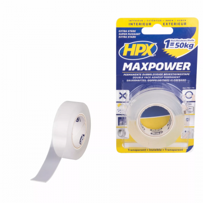 Foto van Dubbelzijdige tape Max Power Transparent 25mm x 1,5m