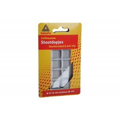 Deltafix zelfklevende stootdopje wit 18 x 18 x 6mm. Foto van Deltafix zelfklevende stootdopje wit 18 x 18 x 6mm.