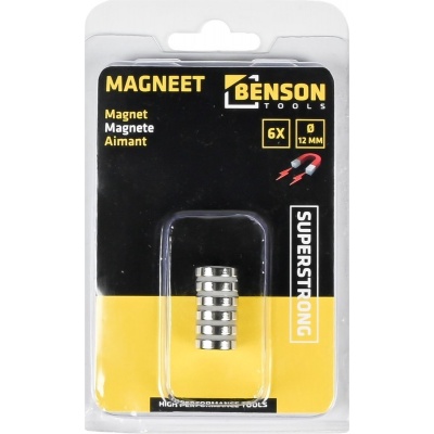 Magneet neodymium 6 delig 12 x 3 mm