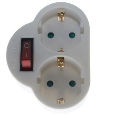 Stekker verloop 1RA + 1RA met schakelaar wit Stekker verloop 1RA + 1RA met schakelaar wit