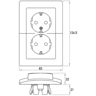 Inbouw stopcontact met randaarde dubbel zwart Inbouw stopcontact met randaarde dubbel zwart