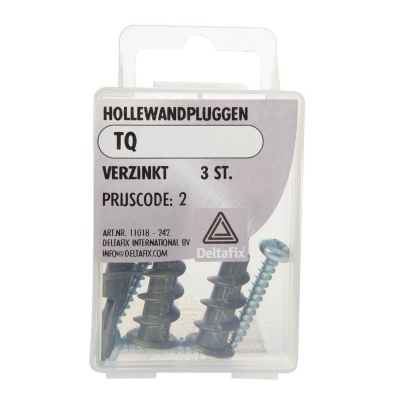 Hollewandplug met spaanplaatschroef 3st. Foto van Hollewandplug met spaanplaatschroef 3st.