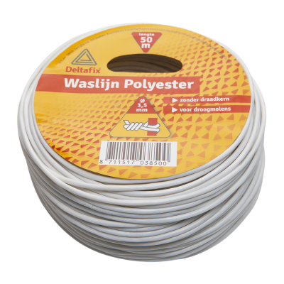 Deltafix waslijn polyester voor droogmolen wit 50 m x 3.2 Foto van Deltafix waslijn polyester voor droogmolen wit 50 m x 3.2
