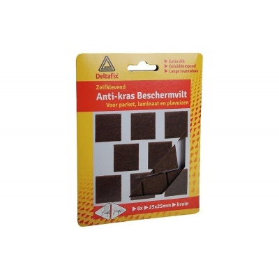 Deltafix anti-krasvilt vierkant bruin 25 mm x 25 mm 8 stuks