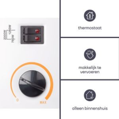 Convectorkachel 2000W wit met thermostaat Convectorkachel 2000W wit met thermostaat