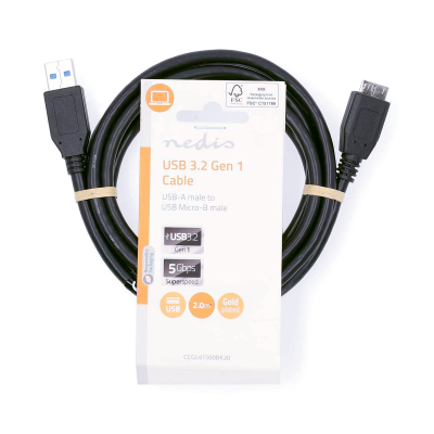 USB kabel externe harde schijf 5 Gbps 2mtr USB kabel externe harde schijf 5 Gbps 2mtr