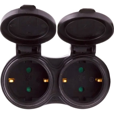 Stekker duo verloop + RA met klep Foto van Stekker duo verloop + RA met klep