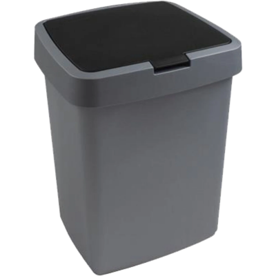 Afvalbak 25 liter klep metaal/zwart Foto van Afvalbak 25 liter klep metaal/zwart