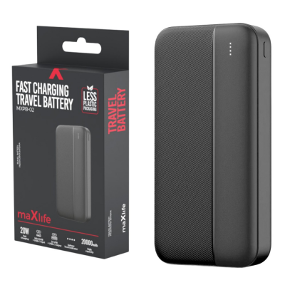 Powerbank 20.000mAh Zwart USB + USB-C 20W QC Foto van Powerbank 20.000mAh Zwart USB + USB-C 20W QC