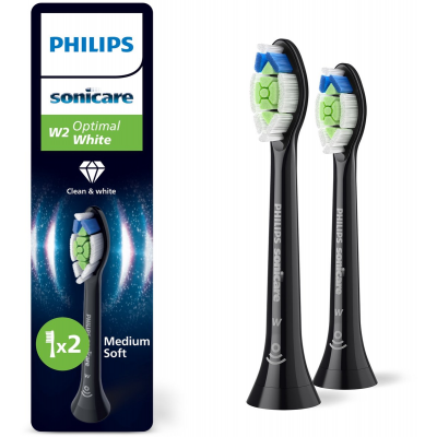 Foto van Philips Tandenborstelset Optimal White opzetborstels, 2 stuks, zwart HX6062/88