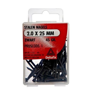 Deltafix stalen nagels zwart 2,0 x 25mm. 45gr.