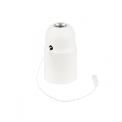 Fitting E27 wit glad met trekschakelaar Foto van Fitting E27 wit glad met trekschakelaar