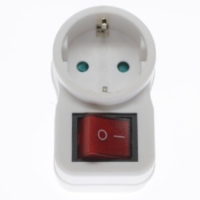 Randaarde stekkeradapter met schakelaar wit