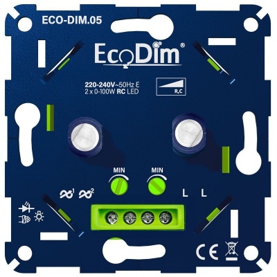 LED dimmer DUO 2-100W fase afsnijding Foto van LED dimmer DUO 2-100W fase afsnijding