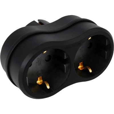 Foto van Verdeelstekker + RA 2V horizontaal zwart