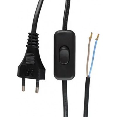 Foto van Eurosnoer 2x0,75qmm met schakelaar zwart 2m