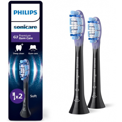 Foto van Philips Tandenborstelset G3 Premium Gum Care opzetborstels, 2 stuks, zwart HX9052/88
