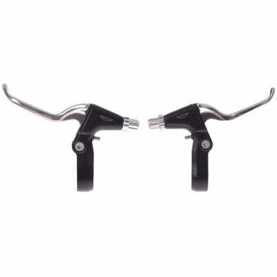 Remgreepset 2-vinger v-brake zwart/zilver Foto van Remgreepset 2-vinger v-brake zwart/zilver