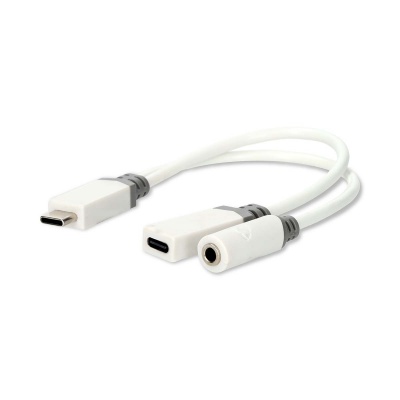 USB-C Adapter elijktijdig opladen en muziek luisteren Foto van USB-C Adapter elijktijdig opladen en muziek luisteren