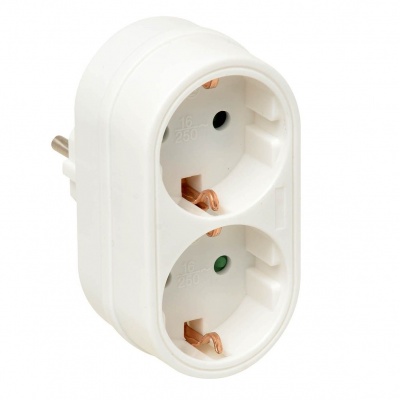 Foto van Verdeelstekker 2-voudig verticaal wit