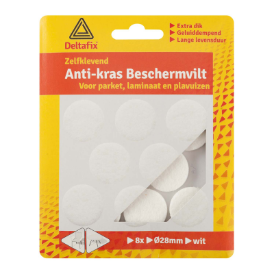 Deltafix anti-krasvilt rond wit 28 mm 8 stuks Foto van Deltafix anti-krasvilt rond wit 28 mm 8 stuks