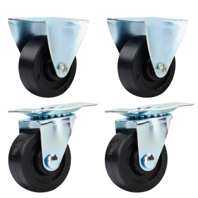 Foto van Zwenkwielset 40 mm 4 delig (2x Zwenk, 2x Bok)