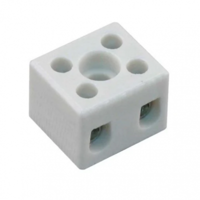 Foto van Porseleinen kroonsteen 2 polig met gat