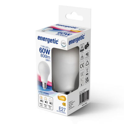 GLS E27 7,3-60W 2700K Mat 3 stappen