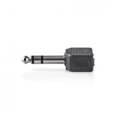 Nedis Stereo-Audioadapter | 6.35 mm Male | 2x 3.5 mm Female | Vernikkeld | Recht | ABS | Zwart | 10