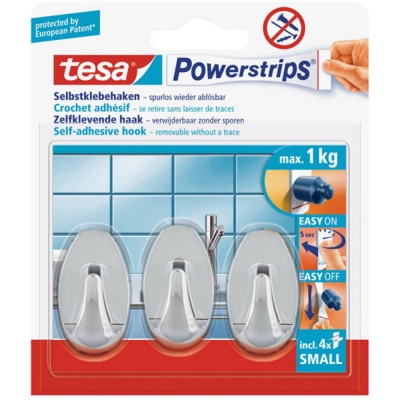 Foto van Tesa Powerstrips small ovaal chroom